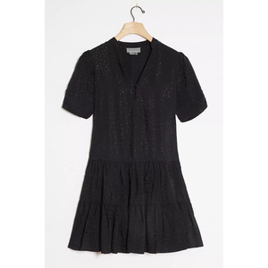 Anthropologie Stacey Shimmer Black Tunic Ruffle Dress Size Medium‎